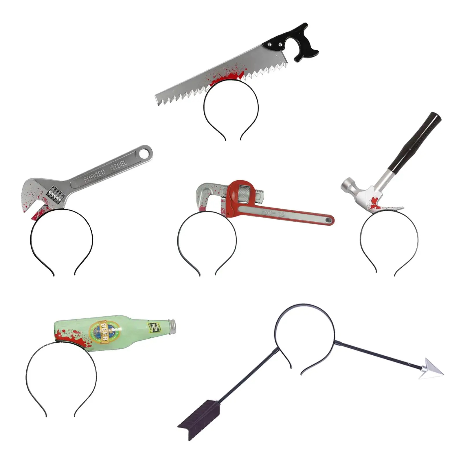 Halloween horror headbands maquiagem assustador grampos de cabelo através da cabeça brinquedos para presentes