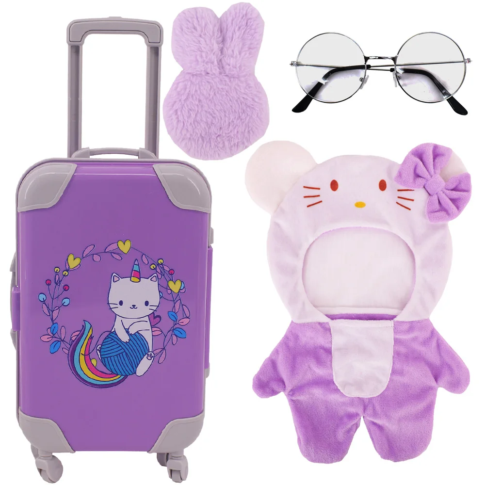 4 pz/set vestiti + bagagli + occhiali/fasce + borse per 30cm anatra gialla peluche Lalafanfan Kawaii vestiti per bambole animali, regalo per bambini