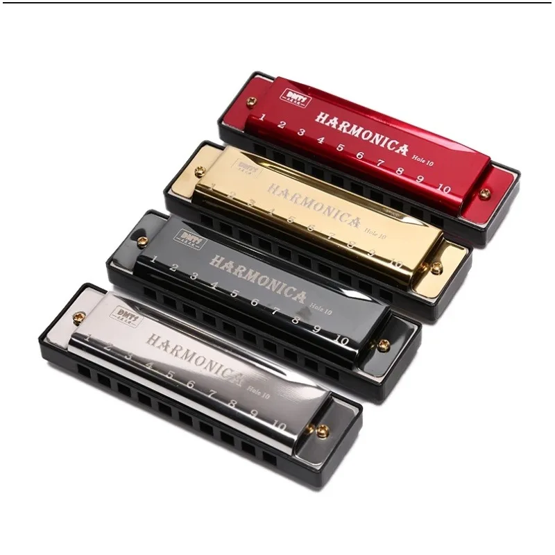 Diatonic Harmonica 10 Holes Blues Harp Mouth Organ Key of C Professional Musical Instruments Color Black ABS Comb