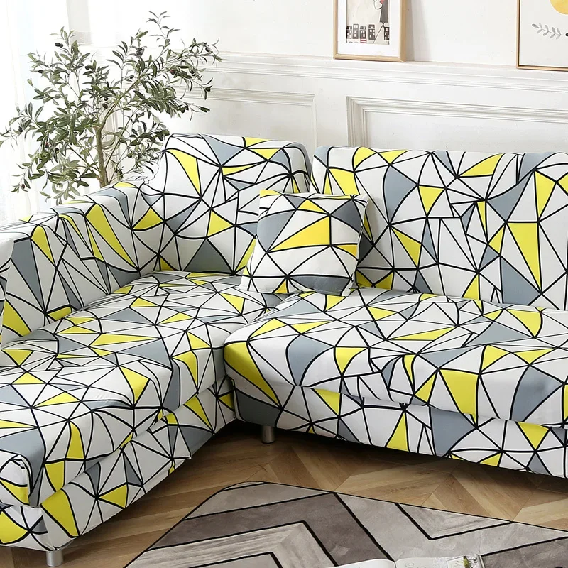 Geometric Printed Slipcover Stretch Four Season Sofa Covers Furniture Protector Polyester Loveseat Couch Cover L 1/2/3/4-seater