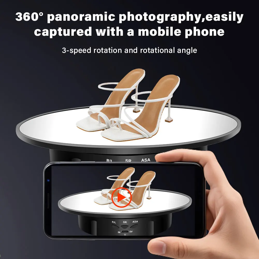

Поворотный стол для видеосъемки 200 мм, 3 скорости вращения, для фотосъемки 360°, электрический, для демонстрации товаров, рождественские подарки