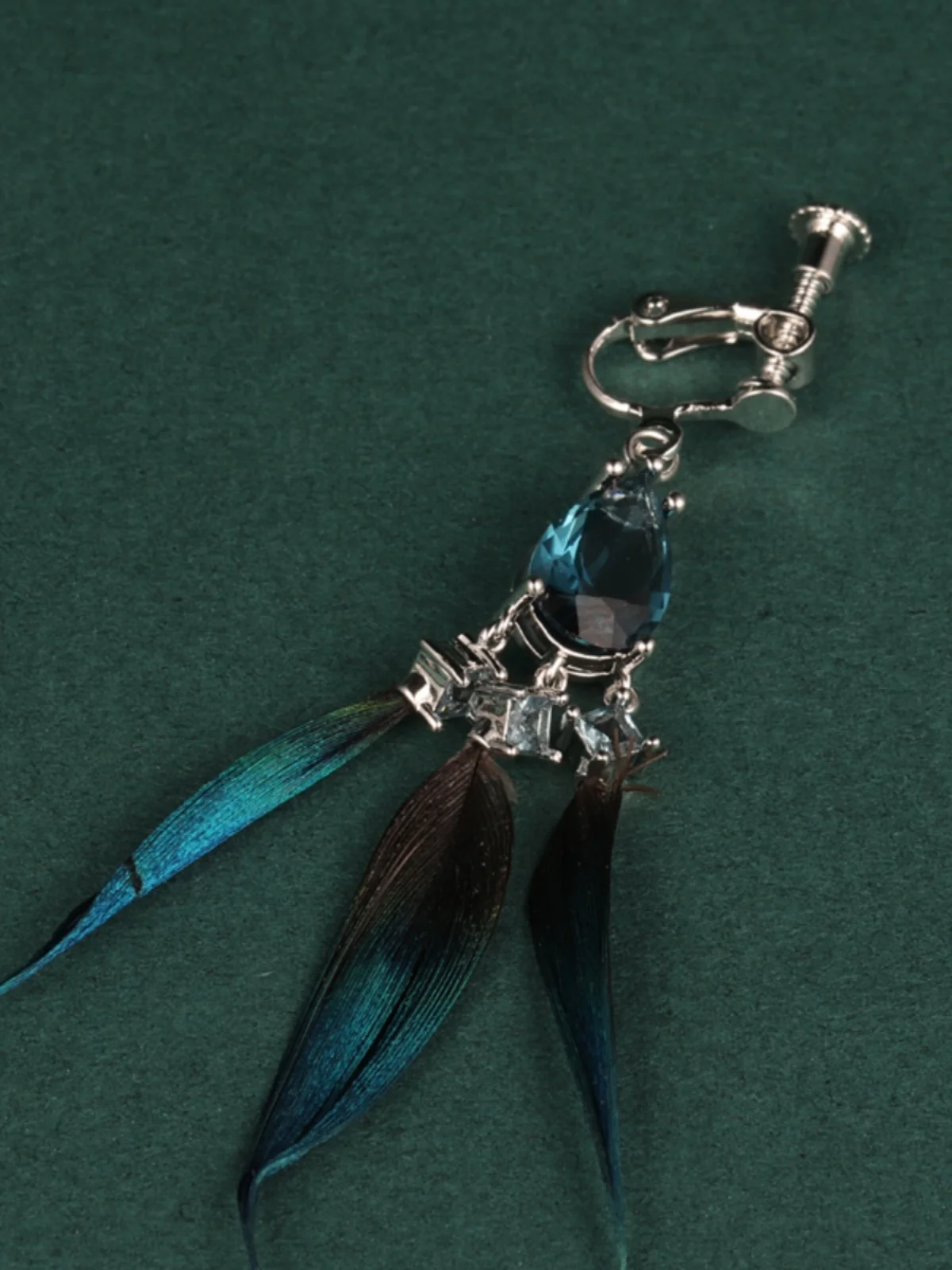 

Anime Honkai: Star Rail Aventurine Cosplay Feather Eardrop Cartoon Peacock Earrings Ear Clip Earbob Ornament Garniture Xmas Gift