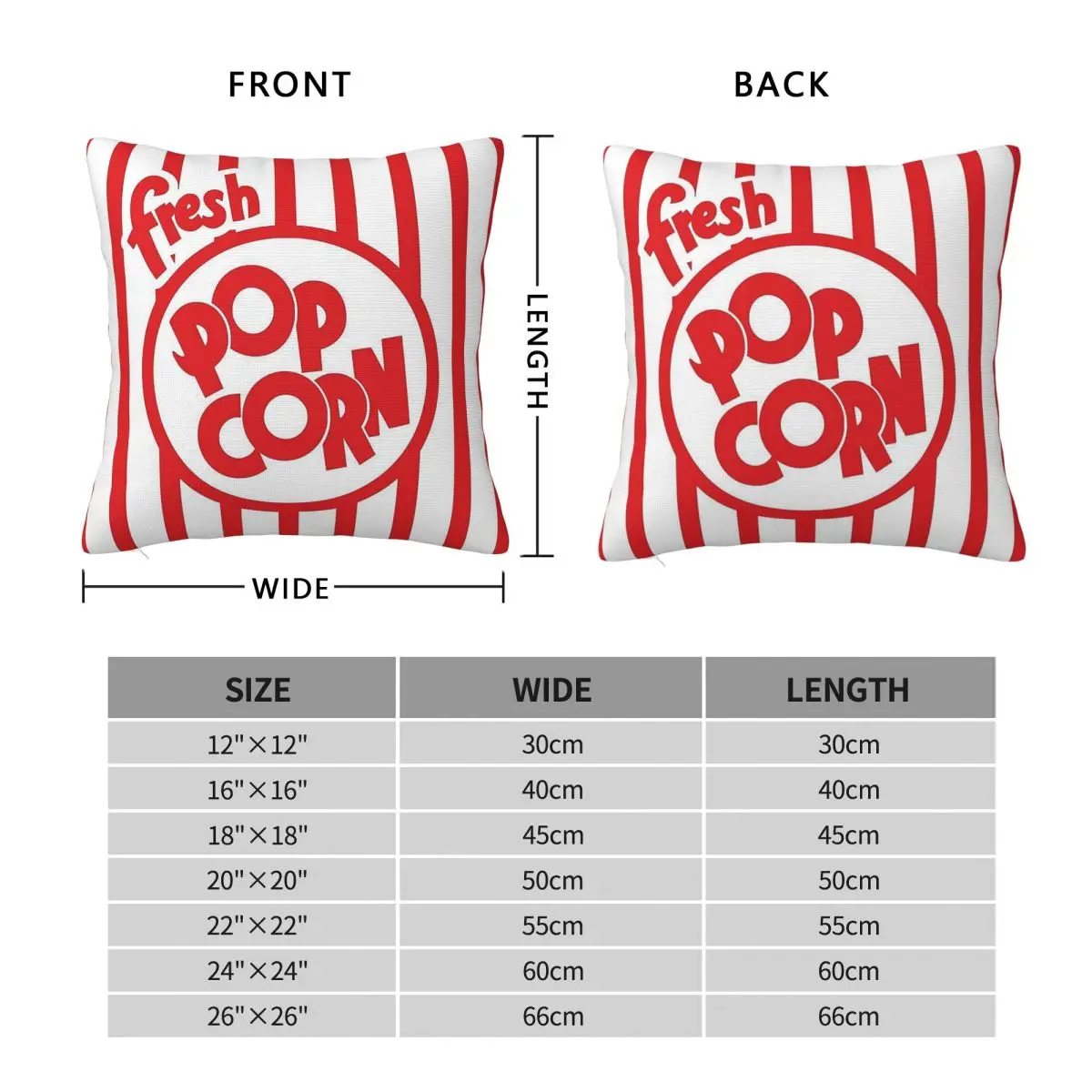 Fresh Popcorn Square Pillowcase Polyester Linen Velvet Creative Zip Decorative Throw Pillow Case Bed Cushion Cover 45x45