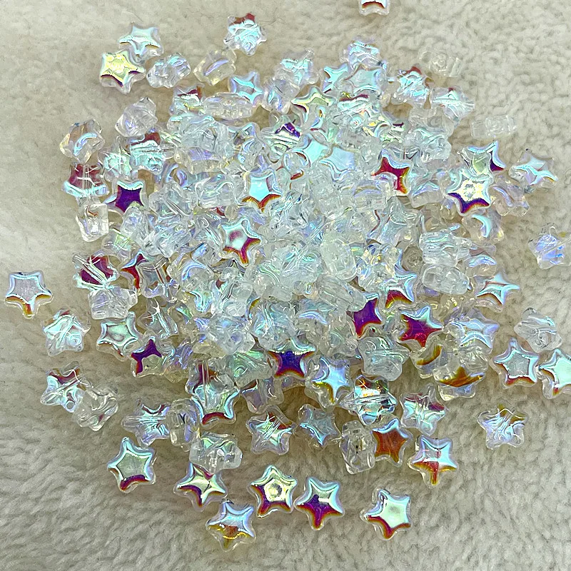 30pcs 8mm AB Color Five-pointed Star Beads Czech Glass Loose Spacer Beads  for Jewelry Making Hairpin Handmade DIY Accessories