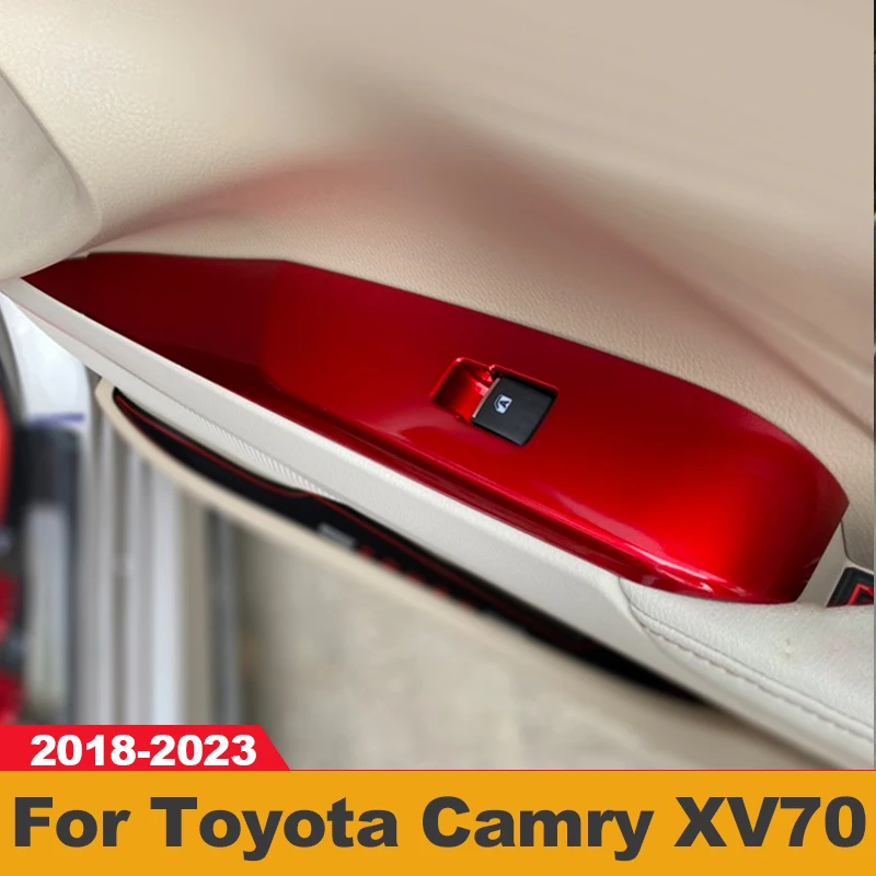 

For Toyota Camry XV70 2018-2021 2022 2023 ABS Car Door Armrest Panel Window Switch Lift Buttons Covers Trim Stickers Accessories