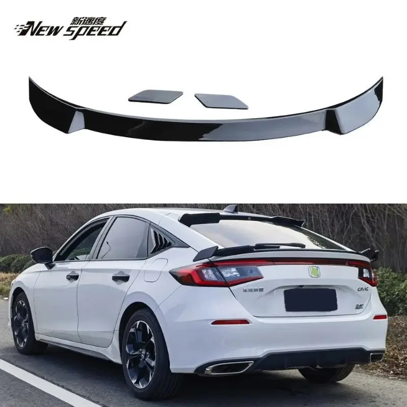 For 11th Gen Hatchback Civic Rear Trunk Spoiler Glossy Black & Carbon Fiber Pattern