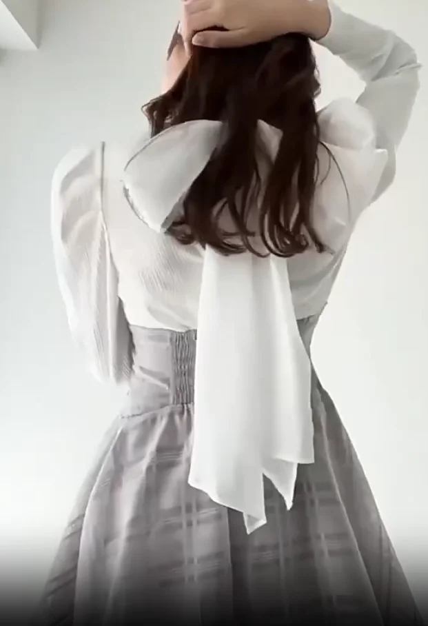 

Облегающее платье с длинными рукавами в японском стиле с бантом на спине, милые девушки, универсальный воротник-стойка, искусственные двухсекционные короткие платья с высокой талией