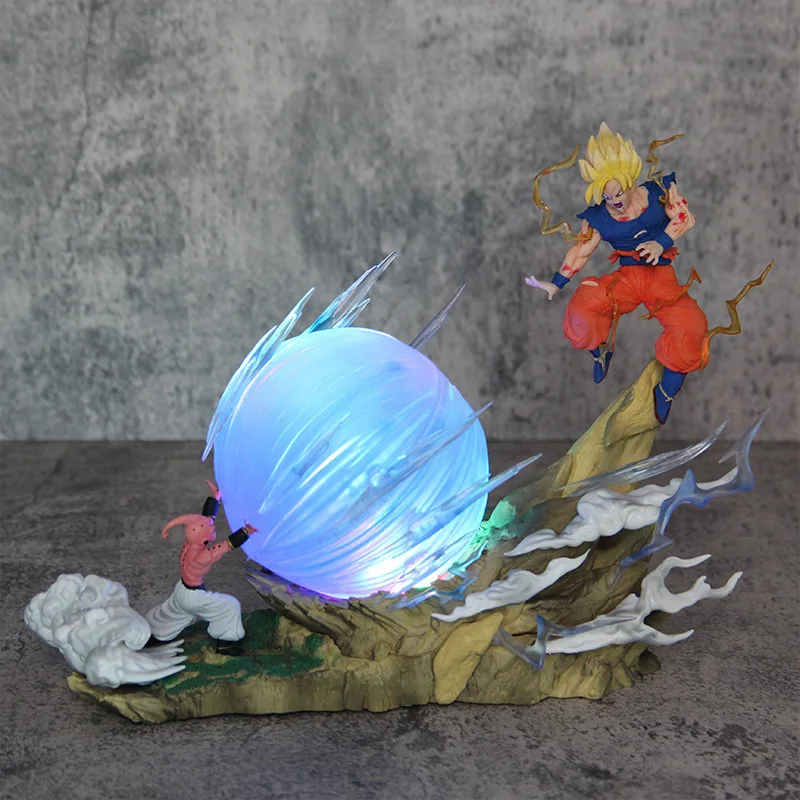 21cm Anime Dragon Ball Xiao Buou vs Wukong escena de batalla puede brillar modelo de mano ornamento estatua juguete figuras de acción Accesorios