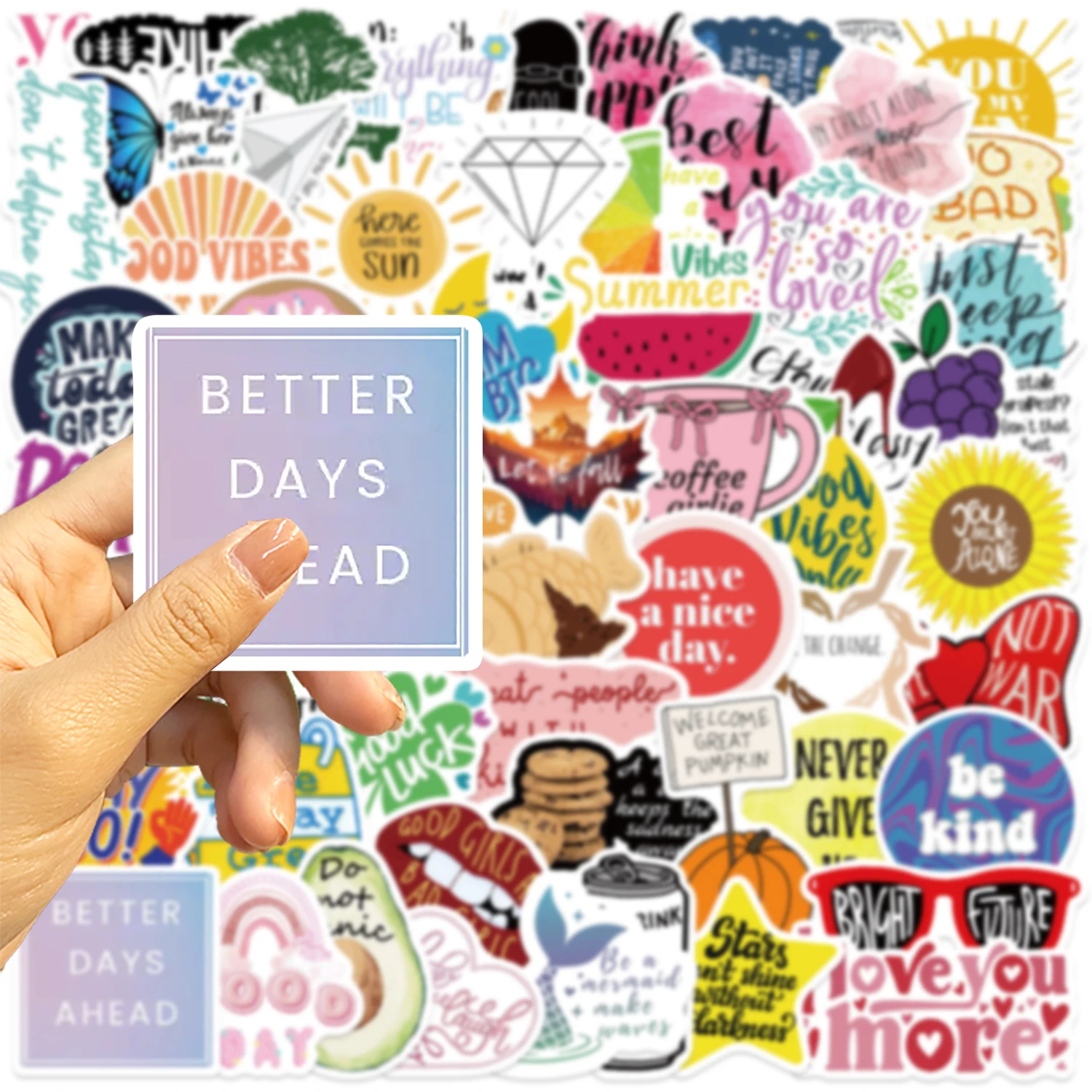 60pcs Motivational Phrases Inspirational Stickers Skateboard Suitcase Graffiti Luggage Motorcycle DIY Sticker