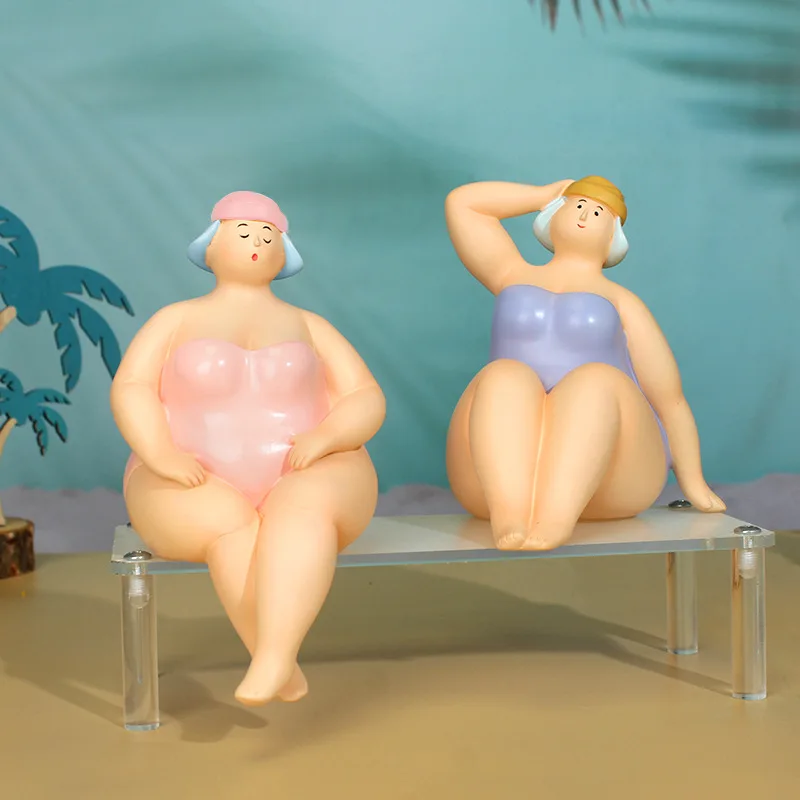 Fun New Beach Woman Ornament Seductive Fat Woman Creative Ornament Living Room Home Desktop Decoration Small Ornament
