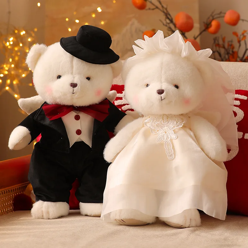 

Wedding Teddy Bear, Cute Plush Toy for Couple, Bride Groom Doll for Wedding Decor, Wedding Gift, Bed Decor for Newlyweds