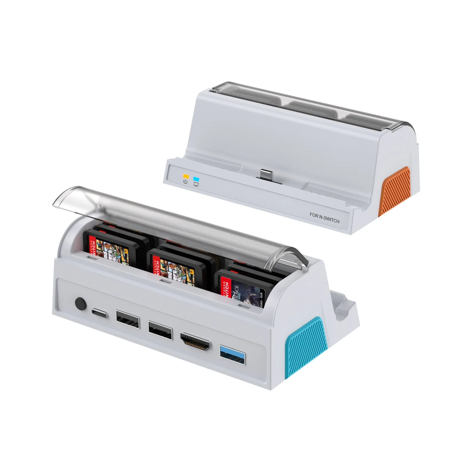 nintendo-switch-2-oled用tvドックステーション、3-in-1ビデオコンバーターベース（hdmi＆ゲームカード収納付き）、マルチポート充電ドック