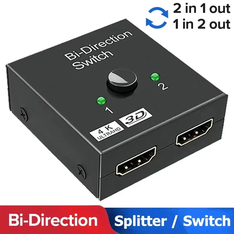HDMI-compatible Switch Bi-Direction 2.0 Splitter 1x2/2x1 Adapter 2 in 1 Out Converter for 4K Switcher PS4 Pro/4/3 TV Box HD