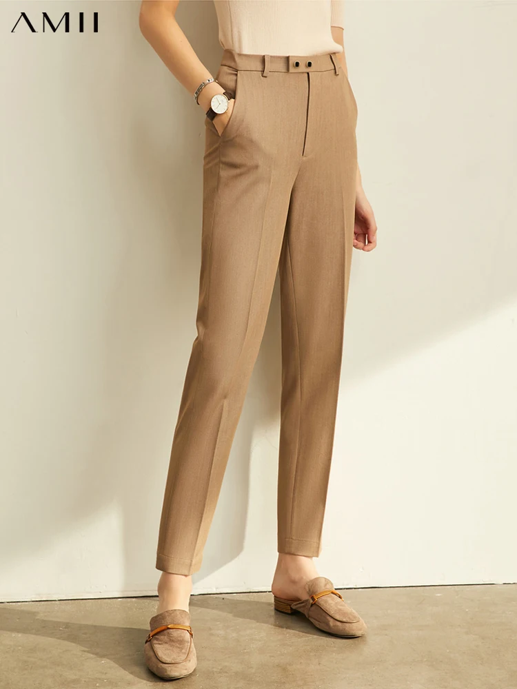 

Amii Spring Summer Pants Female Office Lady Solid High Waist Female Trousers Fashion Straight Suit Pants For Women 11960733