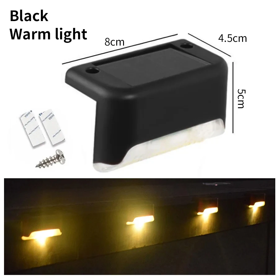GGBEE 1–8 Stück LED-Solar-Stufenleuchten für den Außenbereich, Zaun, Garten, für Treppen, Hof, Terrasse, Weg, Deck, 3 Farben, wasserdichtes RGB-Sonnenlicht 8