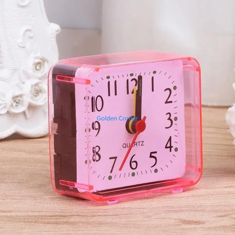 E15D Mini Square Alarm Clock Analogs Nonticking Battery Operated Clocks