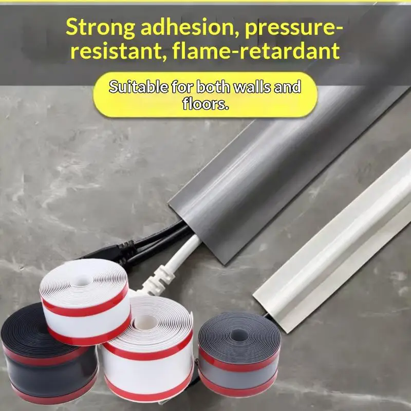 

1/3 Meter PVC Self-Adhesive Cable Cover Strip - Wear Resistant Wire Protector for Wall & Floor