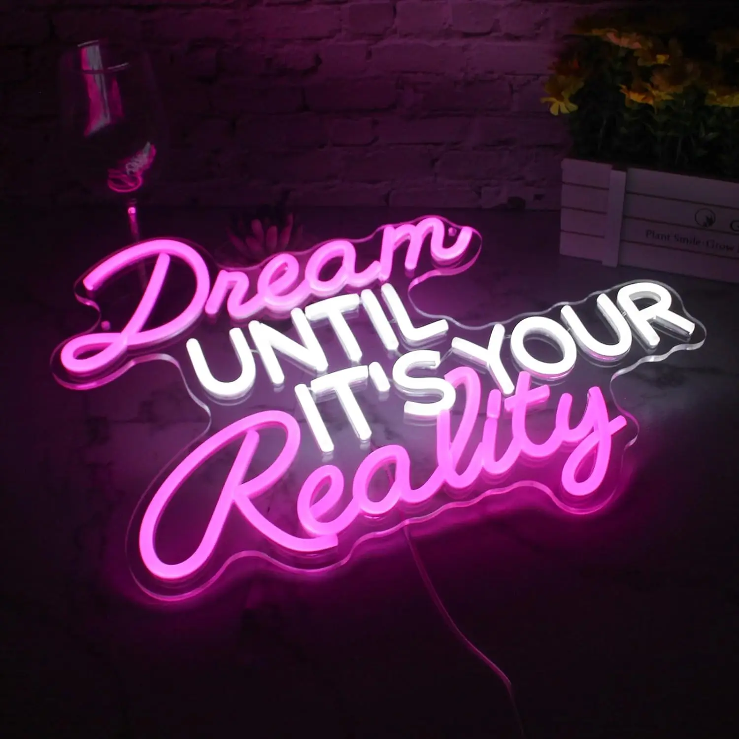 Dream Until It's Your Reality Neon Light Dimmable Wall Lamp for Classroom Dorm Bedroom Office Motivation Quote LED Gift Art