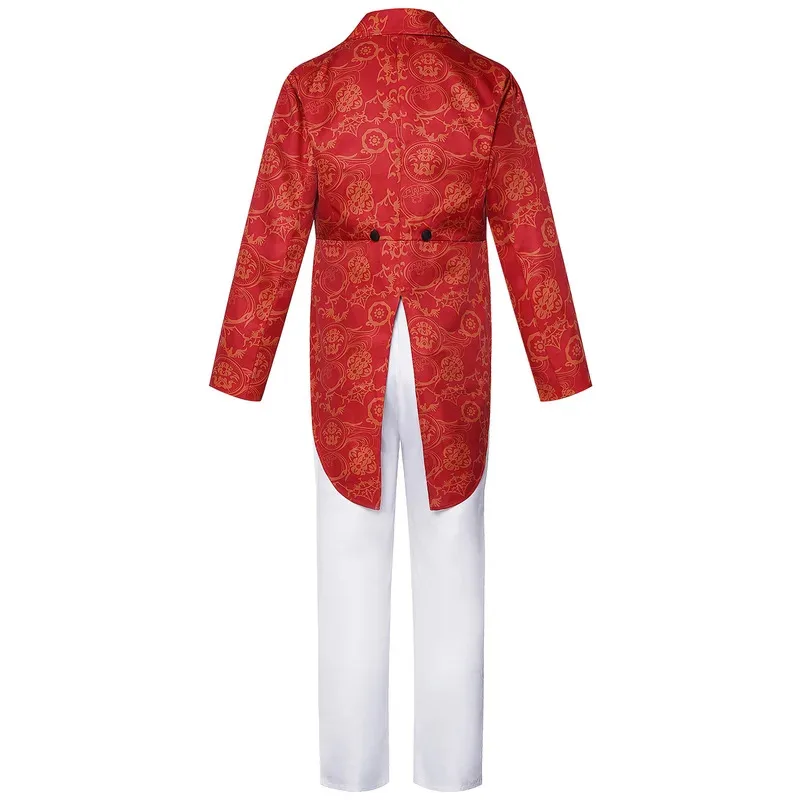 영화 Jerome Valeska 코스프레 의상 조커 레드 슈트 남자 조끼 자켓 유니폼 할로윈 카니발 파티 의류 세트