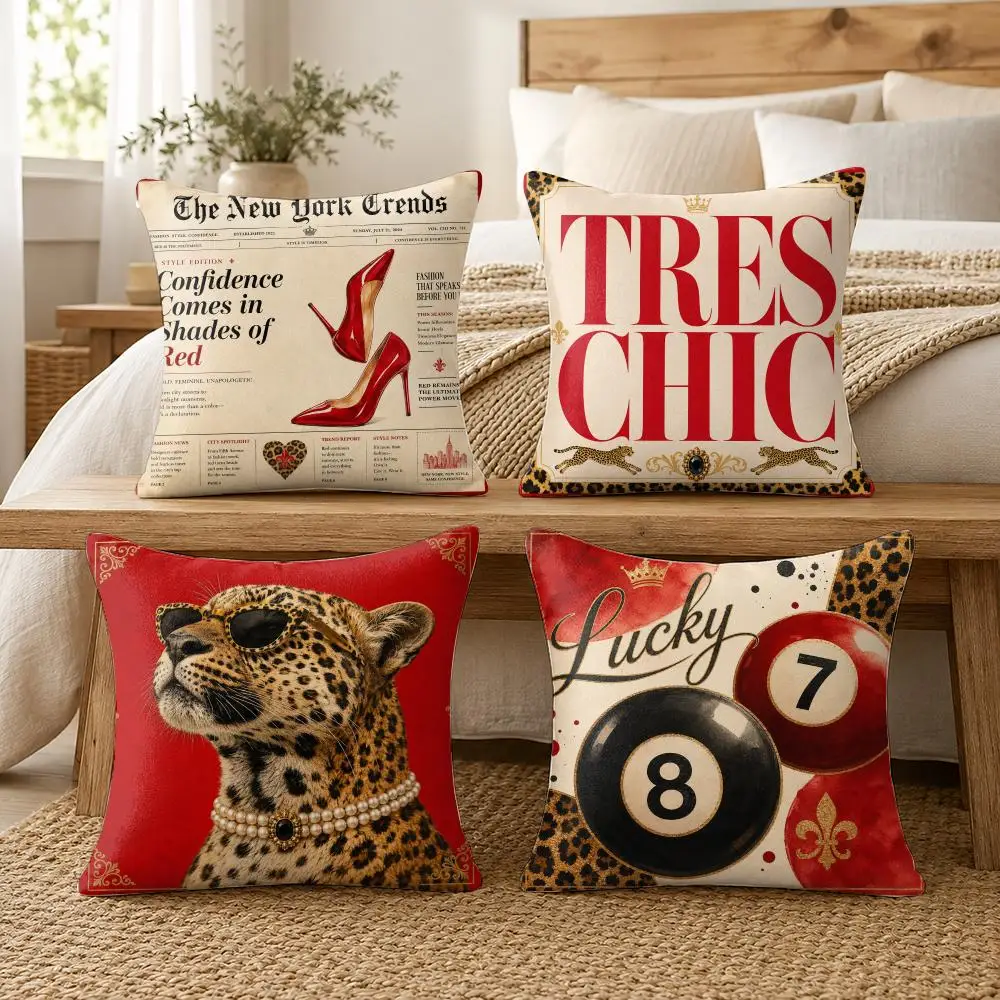 Leopard Luxe Cushion Cover Soft Short Plush Pillow Cover Smooth Cozy Texture Cushion Case Home Decor
