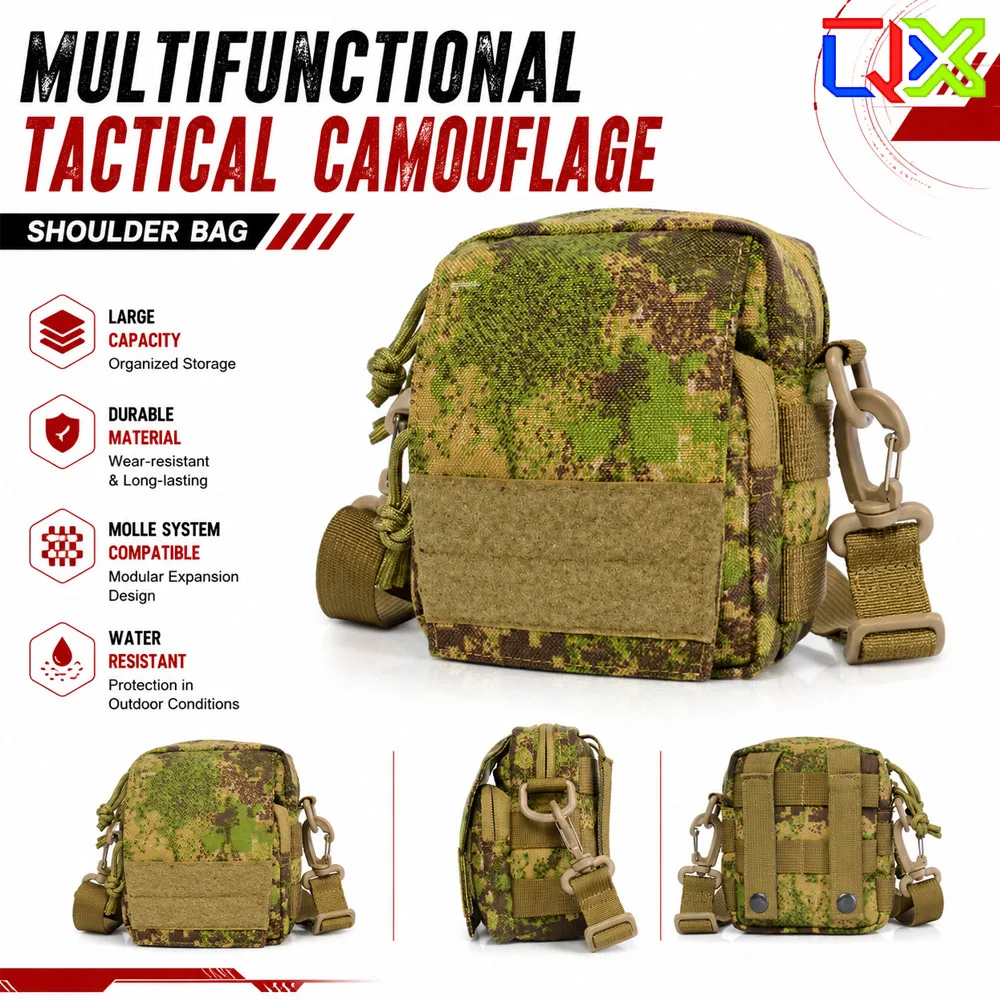 QX Tactical Shoulder Sling Bag Multi-Purpose Crossbody Waist Bag Expandable Waterproof EDC Pouch Outdoor Cycling Military Gear