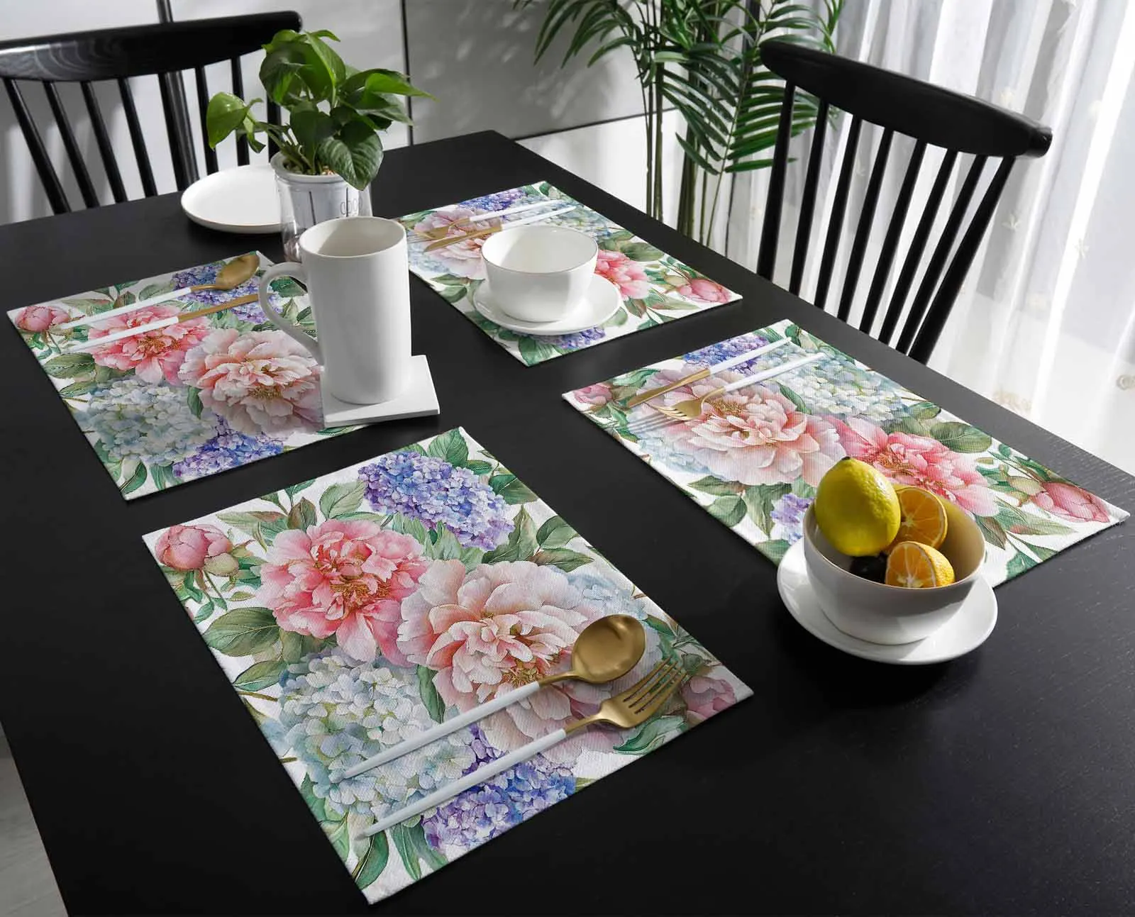 

Vintage Pink Flower Plant Table Runner Wedding Decor Holiday Dining Table Decor Linen Tablecloth