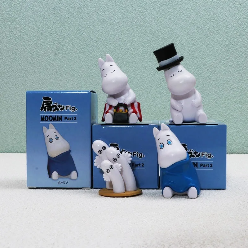 4 Uds Moomin muñecas de dibujos animados decoración Anime figura de acción Q Figural coche decoración de escritorio modelo niños regalo de cumpleaños de Navidad