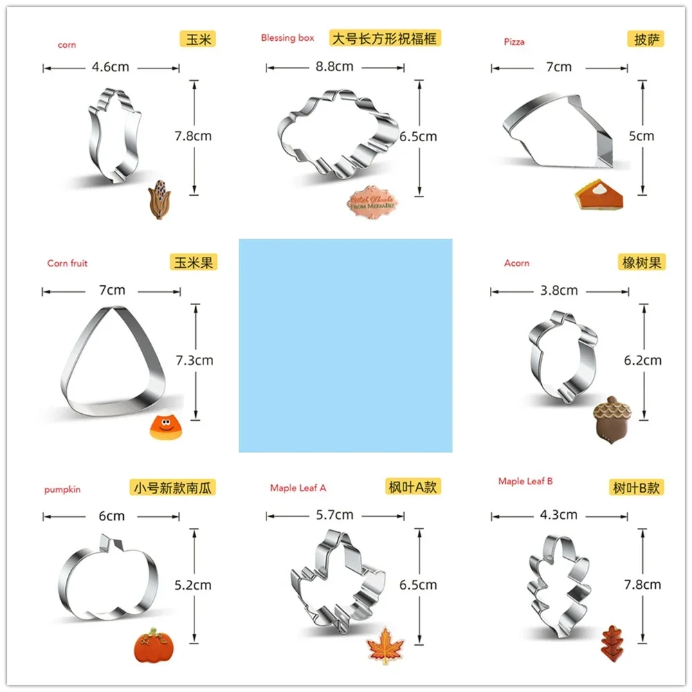 Thanksgiving Cookie Cutting Mould Stainless Steel Turkey Maple Leaf Biscuit DIY Fondant Cake Rice Ball Mould Baking Accessories