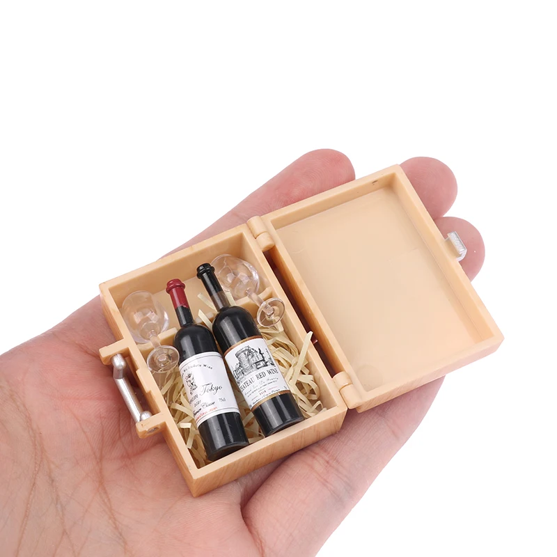 Gioco con il cibo Casa delle bambole Simulazione Scatola di vino rosso Casa da gioco Puntelli di scena Figura Accessori Modello