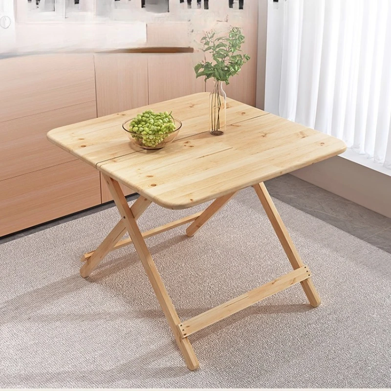 Solid Wood Folding Table - No Assembly Needed, Portable Outdoor Dining Table, Sturdy Cedar Wood Desk for Home/Rental