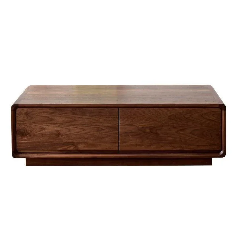 

Nordic pure solid wood TV cabinet coffee table combination simple modern small apartment living room black walnut white