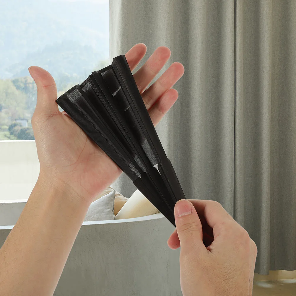 

4 шт. черные складные веера из бамбуковой ткани, легкий веер ручной работы, охлаждающий веер, танцевальное выступление, реквизит для фотосъемки в китайском стиле