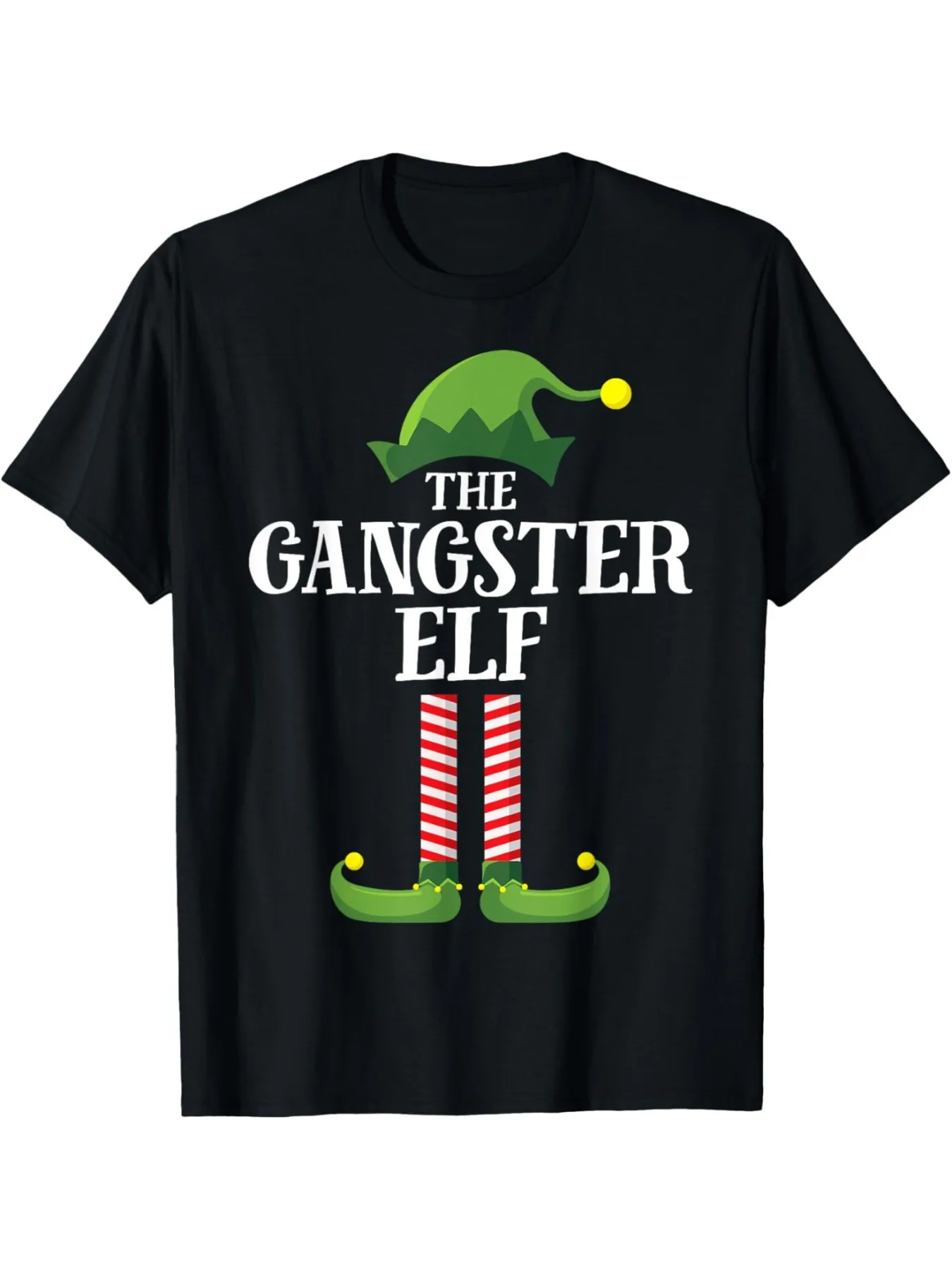 

Gangster Elf Family Christmas T-Shirt - Summer Casual Short Sleeve Tee