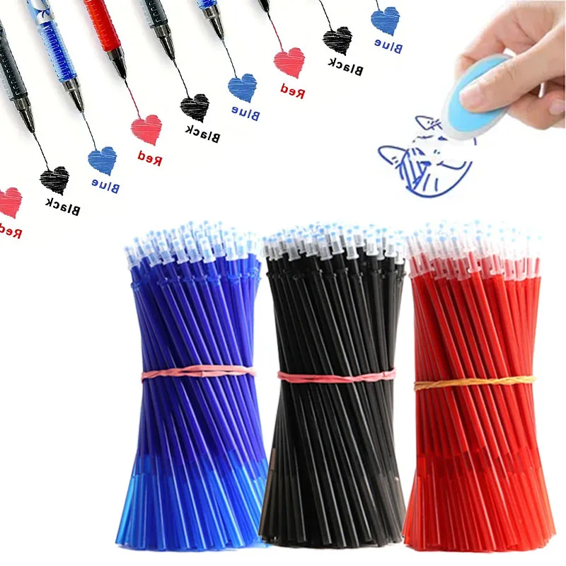 75pcs Erasable Pen Mix Set Classic Patterned Pen Friction Vanishing Magic Gel Pen Black/red/Blue and Eraser School Stationery