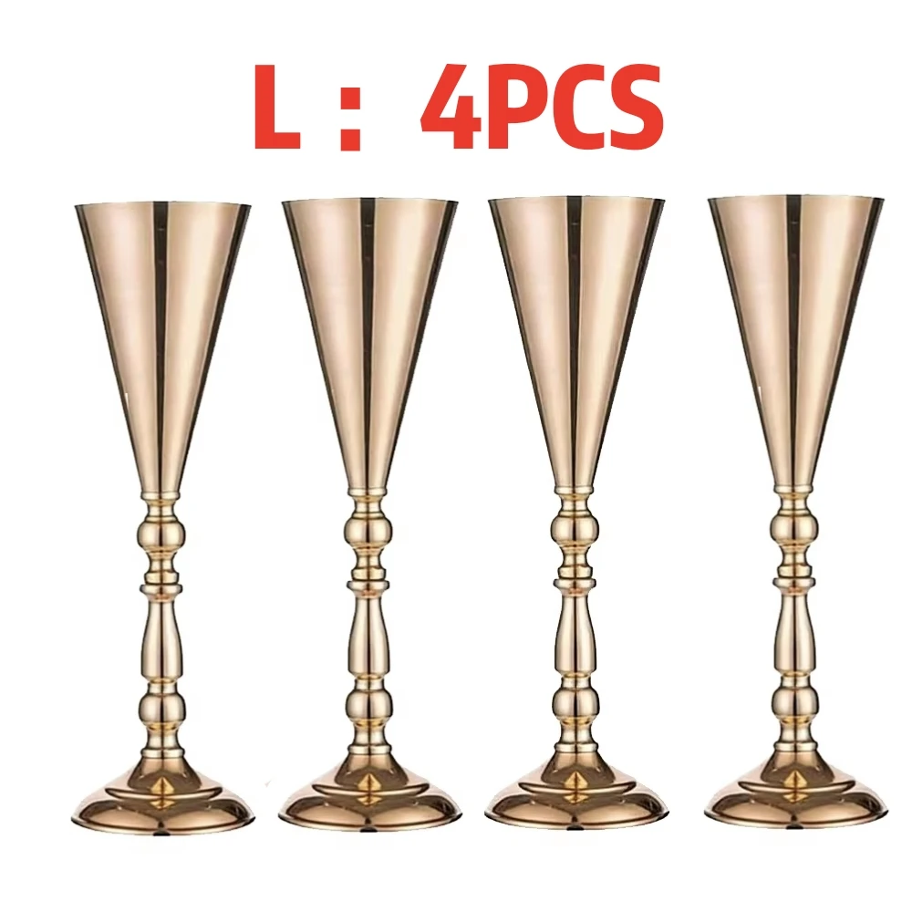 Gold Metal Trumpet Vase Stand Holder Cone Flower Holder for Wedding Table Centerpiece, Party & Home Decor 3 Sizes Choose image 3