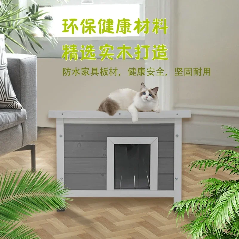 Stray cat kennel outdoor rainproof waterproof winter cold warm wooden and dog villa outdoor kennel house