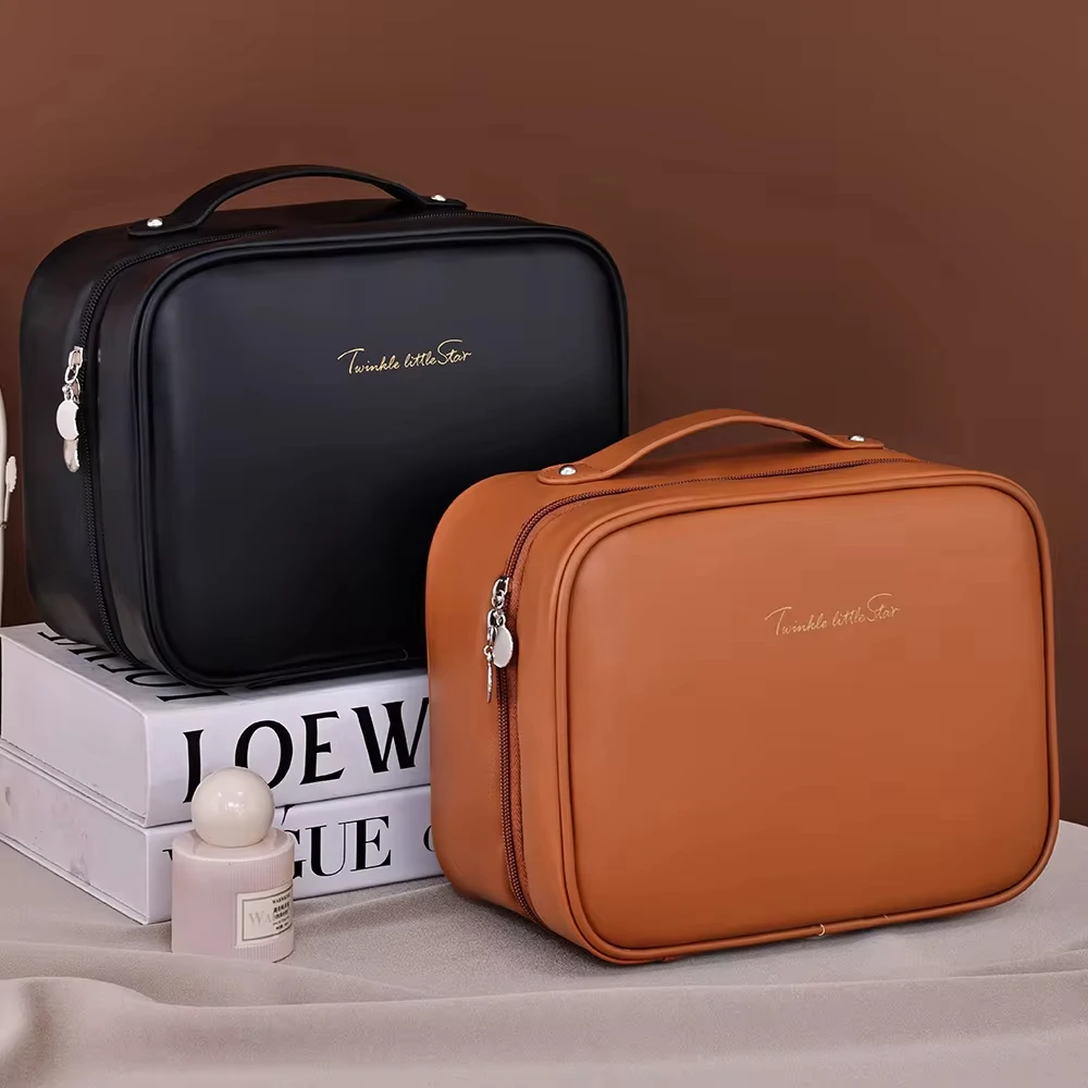 1pcs Multi-Compartment Toiletry Cosmetics Bag Women Travel Storage Makeup Bag PU Leather Waterproof Make Up Bag