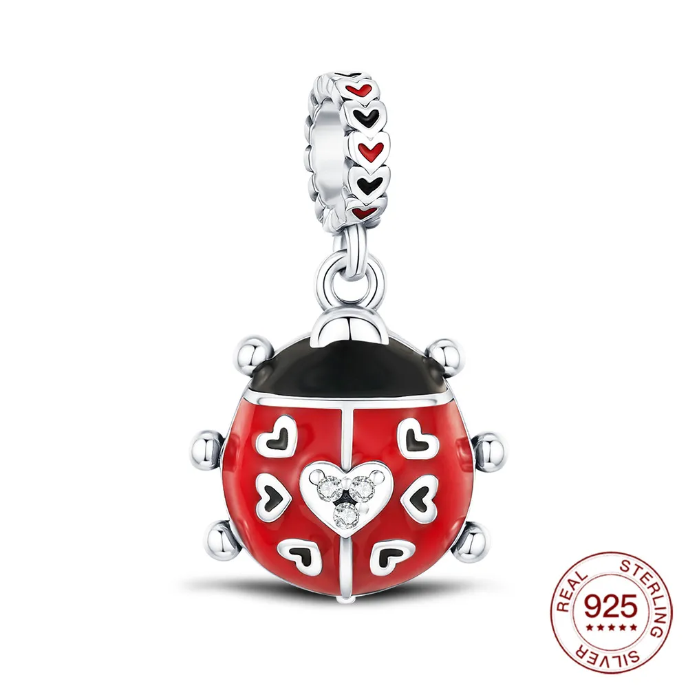 Lucky 925 Sterling Silver Ladybug Charms Pendants Fits 3mm Bracelets Necklace Women Luxury DIY Jewelry Festival Gifts