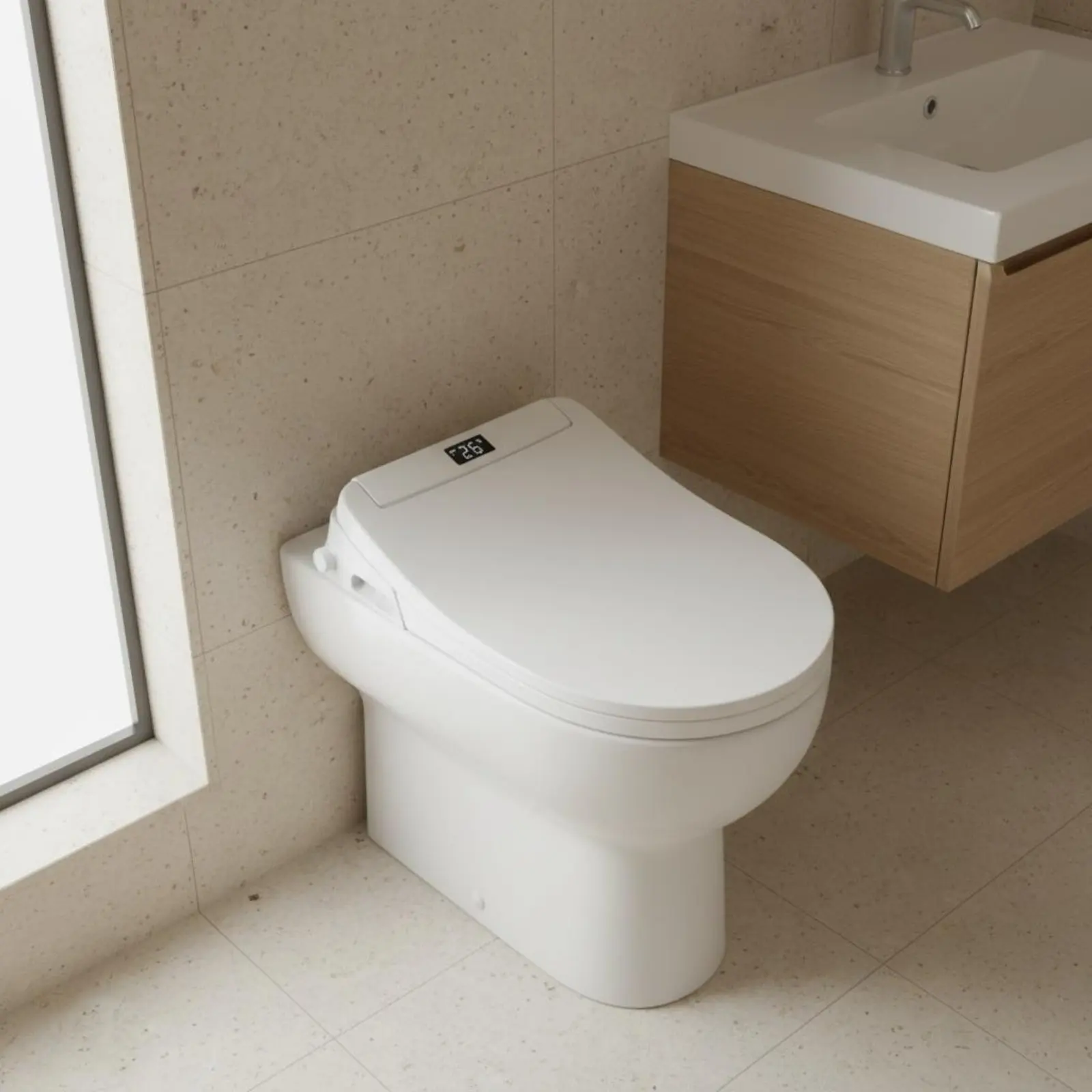 Smart Toilet Seat Drying Function Electric Bidet Seat Electric Toilet Cover Adjustable Temperature Bathroom Fixture Night Light view 3