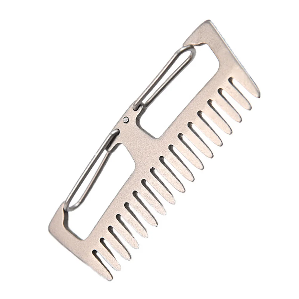 

1Pcs Lightweight Titanium Alloy Comb Outdoor Portable Anti-Static Multi-Function Comb Keychain Outdoor Supplies
