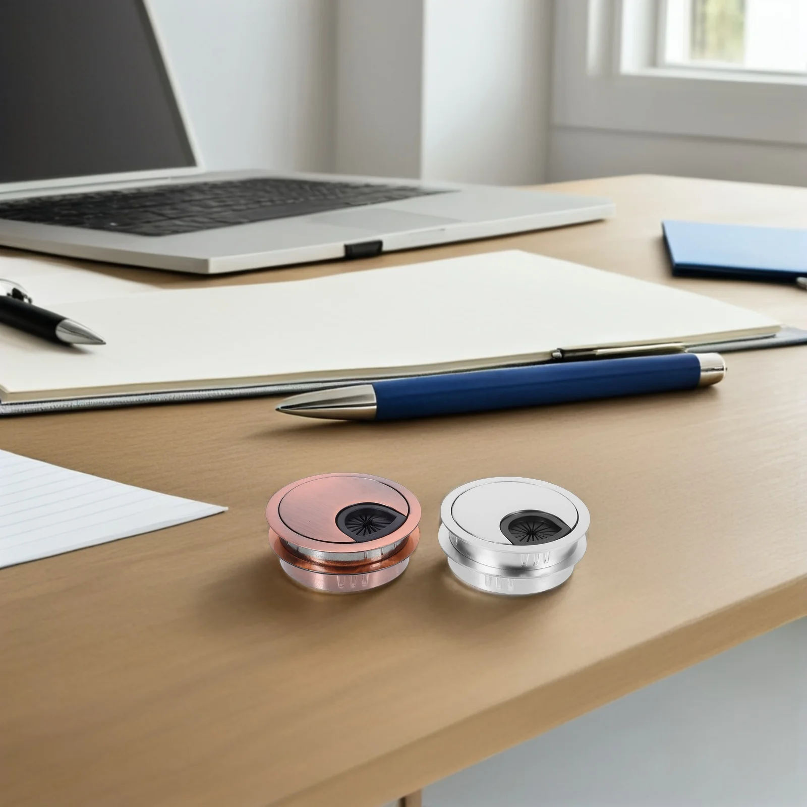 

4Pcs Desk Wire Hole Covers Zinc Alloy Cable Routing Grommets Scratch Resistant for Office Conference Room Home Study Desk Cable