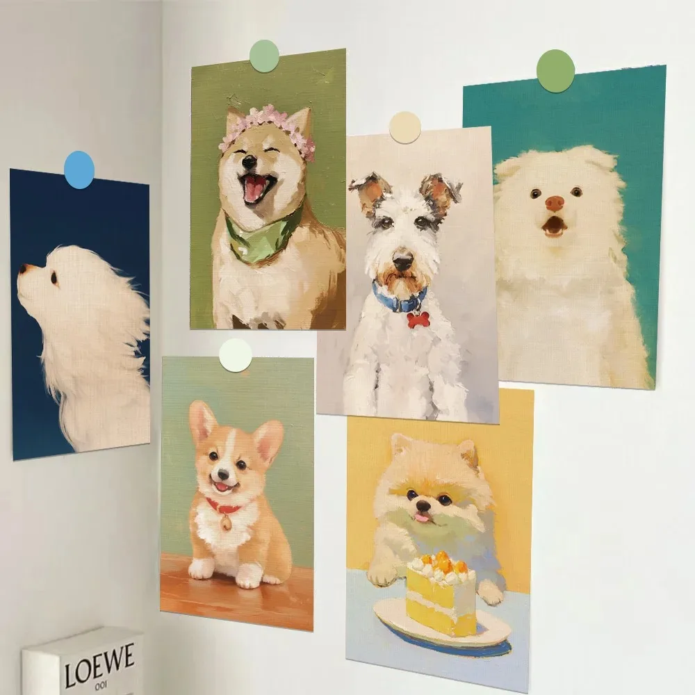 

10Pcs Cute Cartoon Hand drawn Puppy Photography Style Creative Card Wall Sticker Atmosphere Decoration Dormitory Room Wall Decor