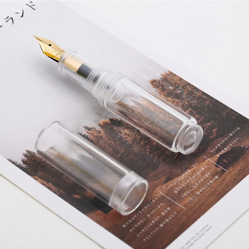 Majohn Wancai Transparent Mini Fountain Pen Iridium 0.5mm Nib Portable Palm Short Travel Resin Ink Pen Writing Gift