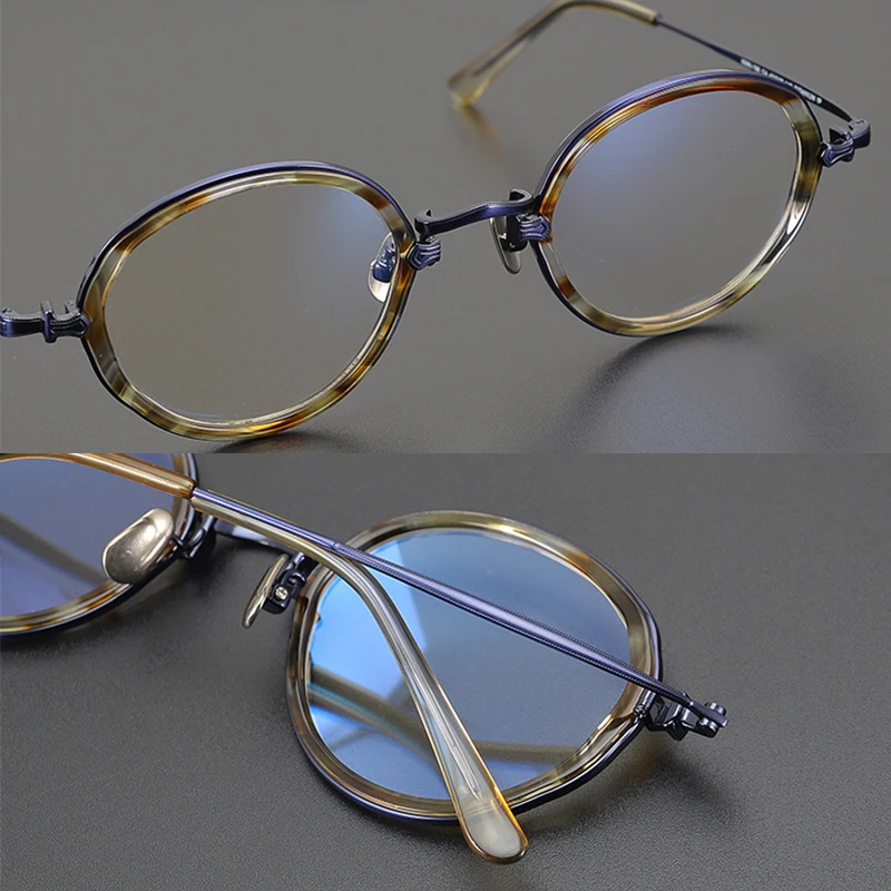 Glasses Frames KMN-196 Japanese Style Quality Vintage Acetate Titanium Oval Eyewear Men Women Designer Retro Fashion Eyeglasses