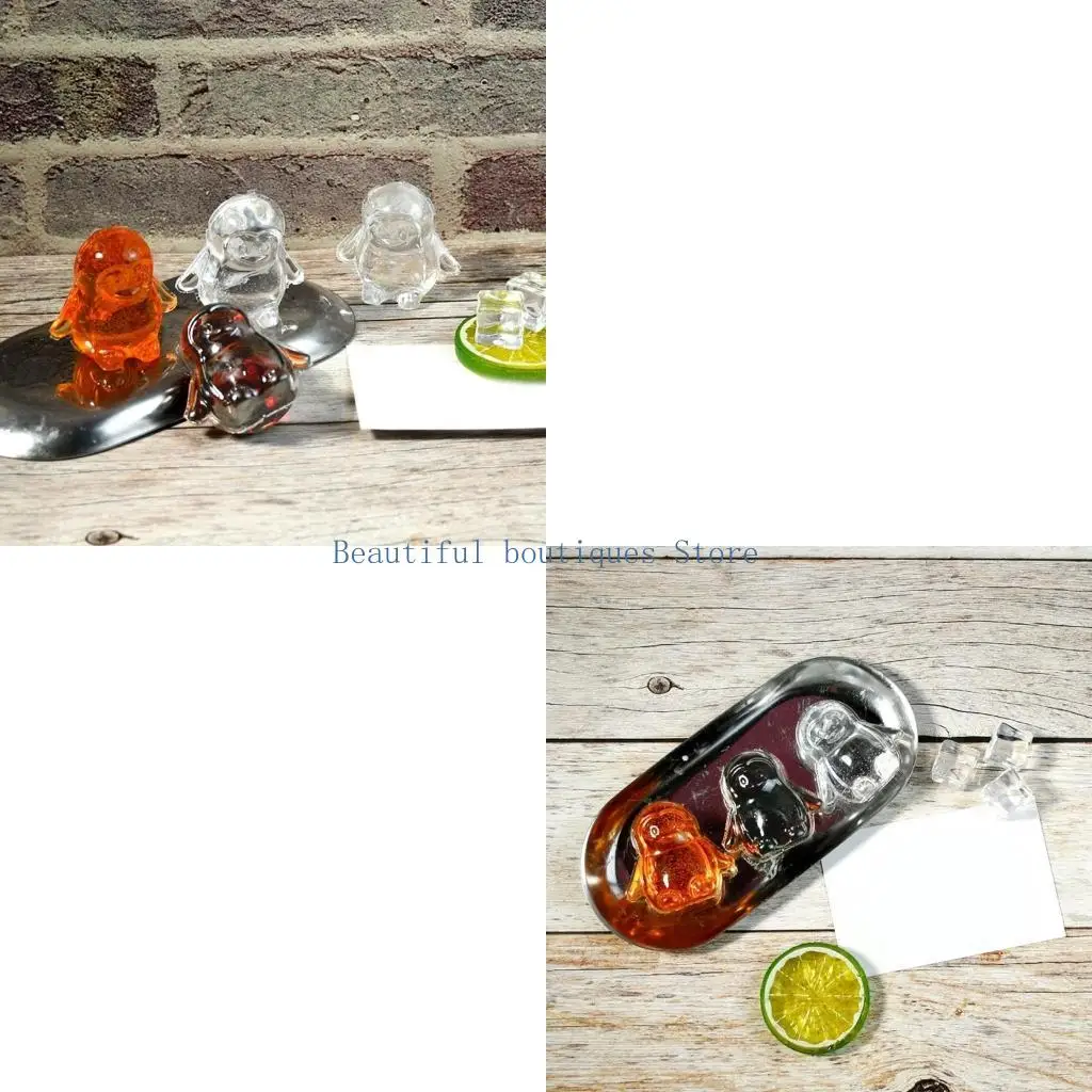 U4LF Unique Penguins Molds Silicone with Lid for Refreshing Summer Drinks