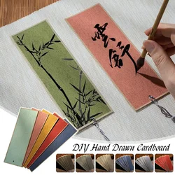 5PCS Chinese Xuan Paper Cards Half Ripe Calligraphy Handwritten Greeting Cards Multicolor Creative Retro Aat Blank Bookmark