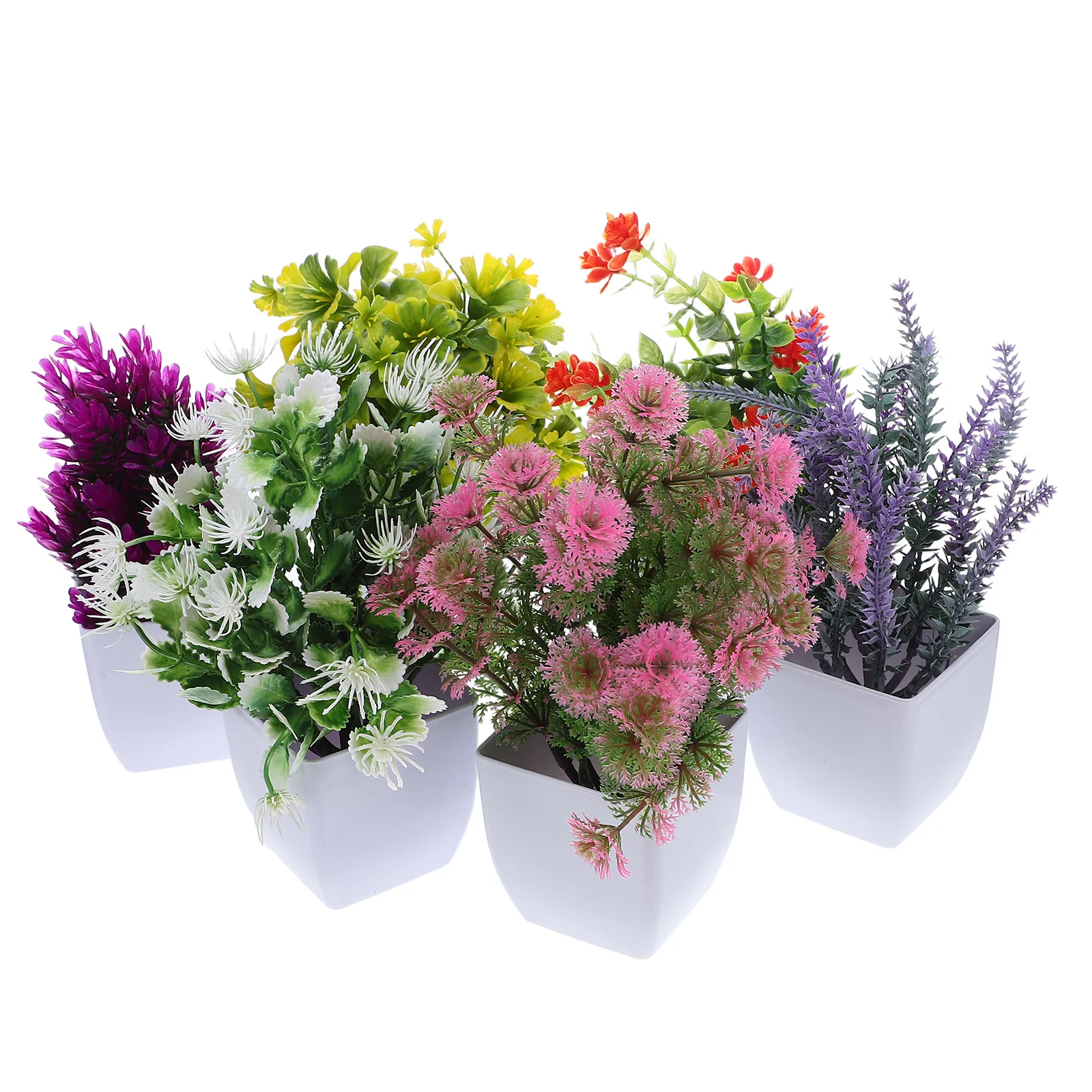 

6Pcs Mini Faux Potted Flowers Realistic Plastic Artificial Plants Vase Decoration for Home Artificial Faux Plants