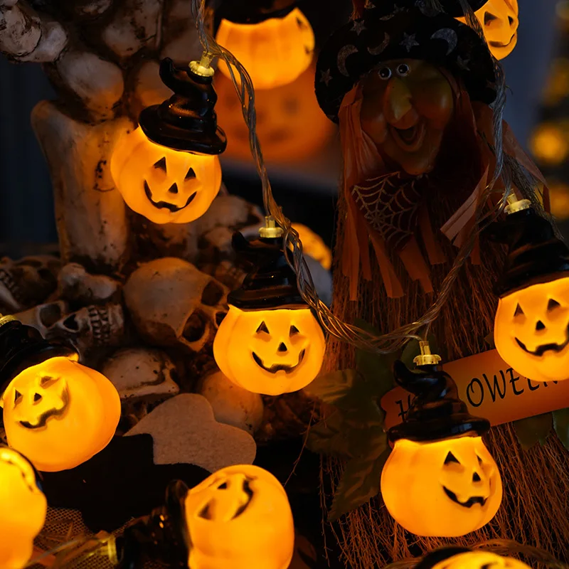 Halloween Decorations Lights Pumpkin String Lights Pumpkin Lantern Lights Halloween Home Party Yard Wall Door Decor Lights 710