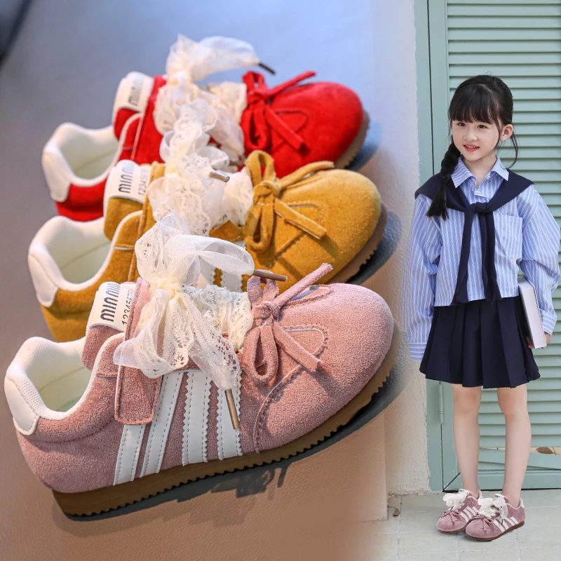 

2025 New Fashionable and Hot-selling Casual Shoes for Girls Spring and Autumn Princess Bow Sports Shoes Trendy Sneakers