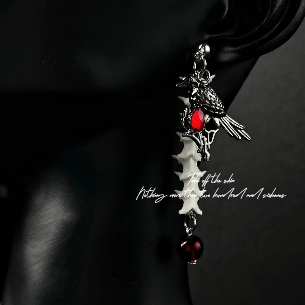 3069 Love And Deep space Snake Bone Silver Needle Earrings Garnet Jewelry With Free Brooch Gift For Women Men Anime Cosplay